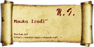 Mauks Izsó névjegykártya